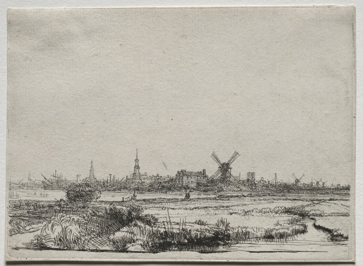 Udsigt over Amsterdam fra nordvest, ca. 1640. af Rembrandt van Rijn