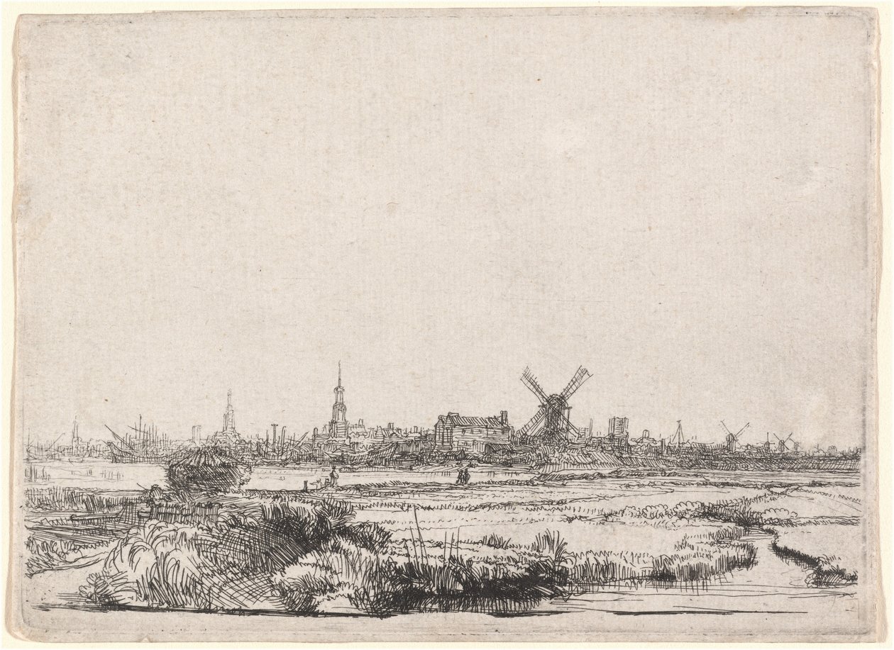 Udsigt over Amsterdam fra nordvest af Rembrandt van Rijn