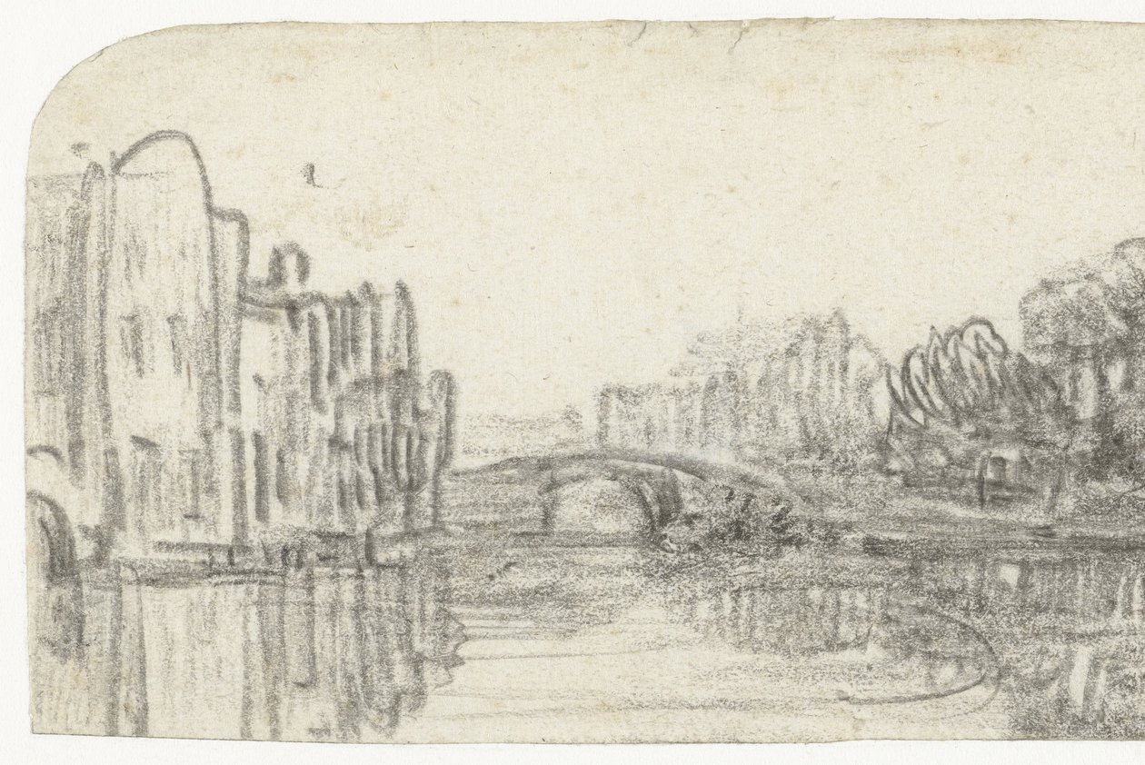 Udsigt over Nieuwezijds Voorburgwal af Rembrandt van Rijn