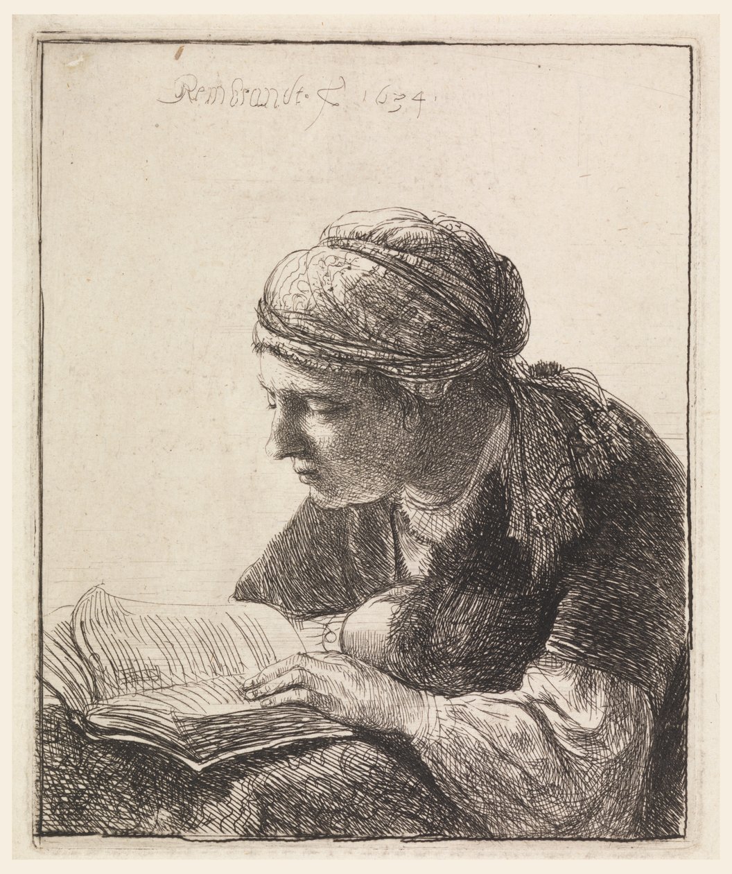 Kvinde læser af Rembrandt van Rijn