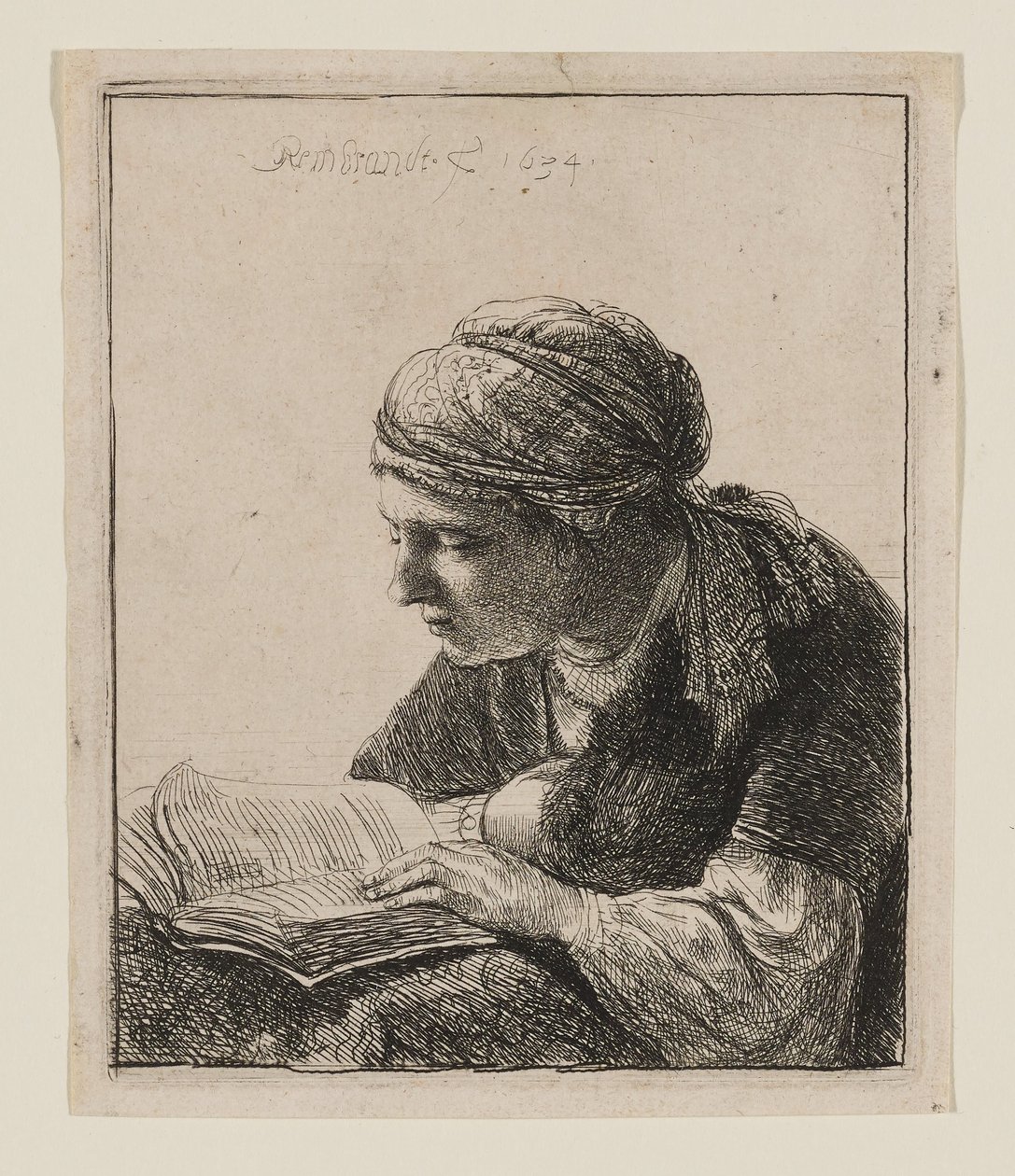 Kvinde, der læser af Rembrandt van Rijn