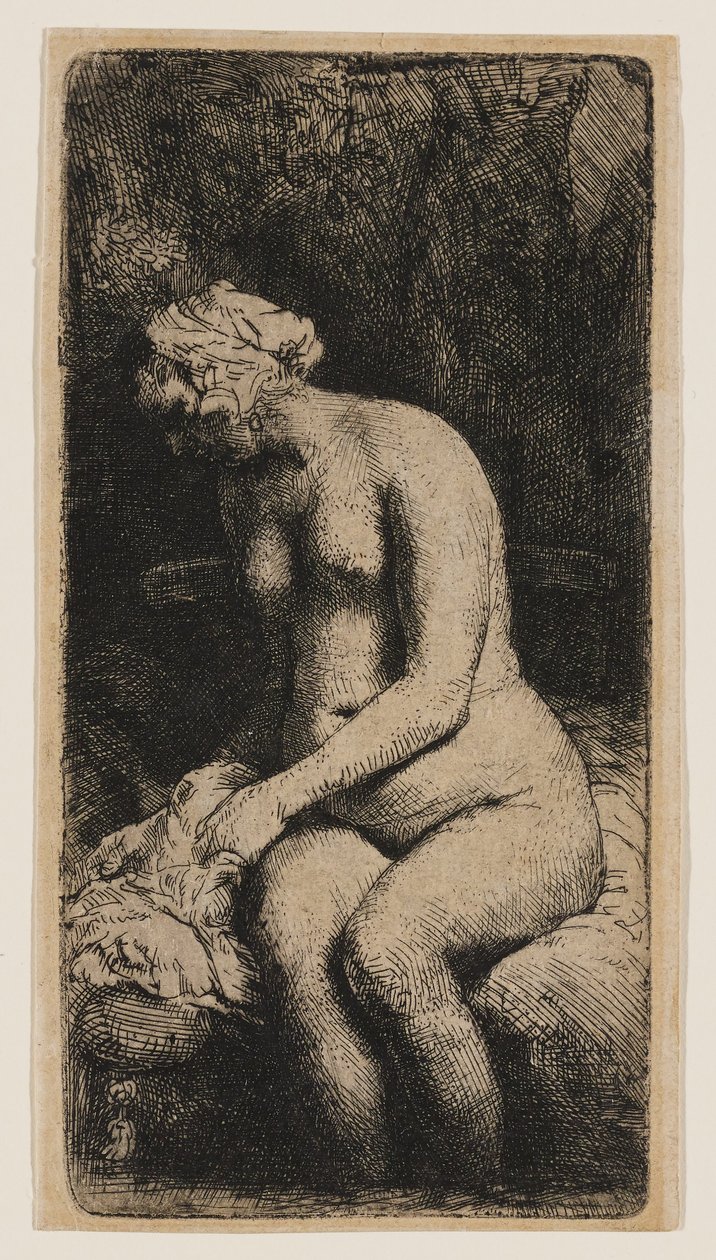 Kvinde med fødderne i en bæk af Rembrandt van Rijn