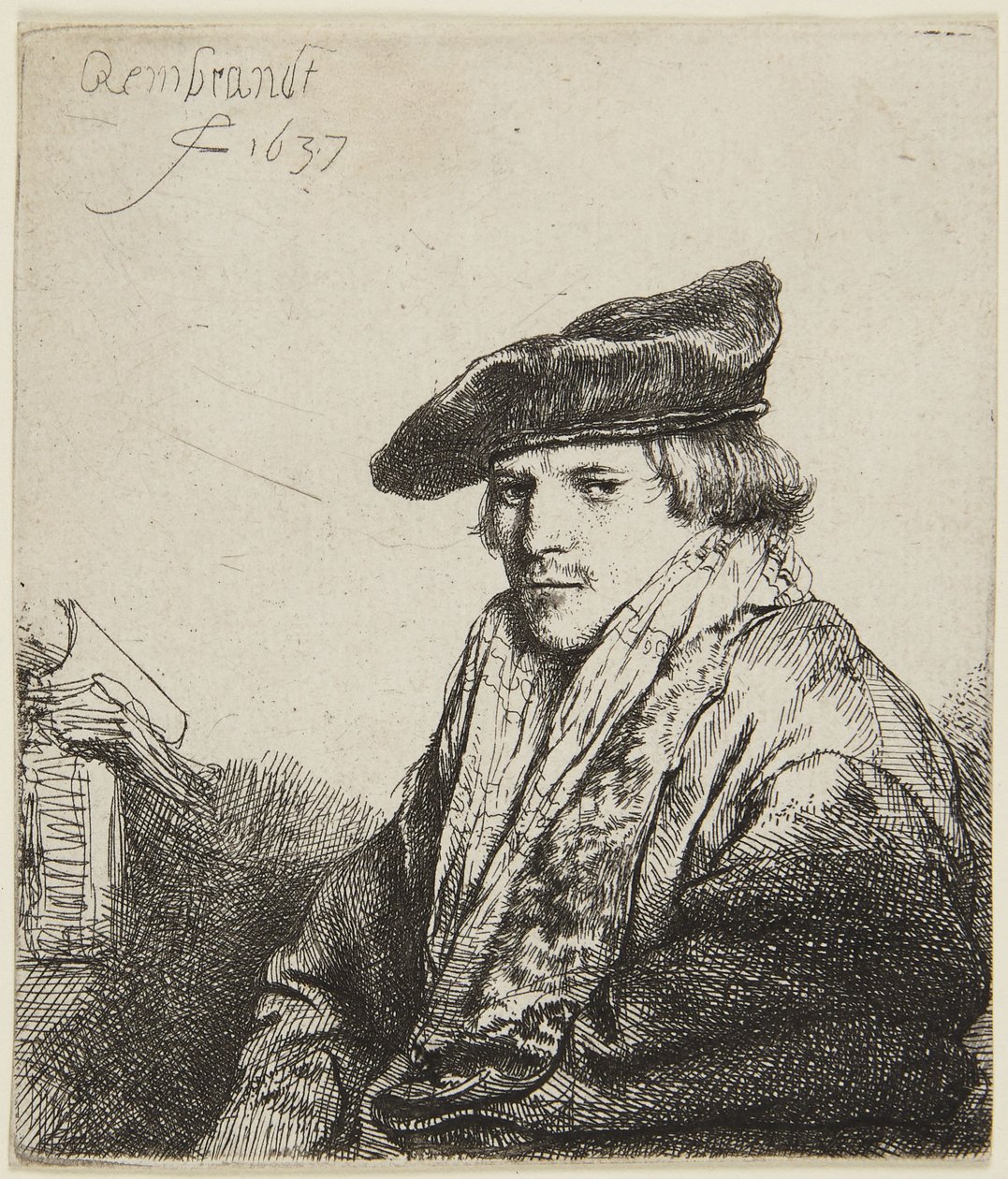 Ung mand med kasket af Rembrandt van Rijn