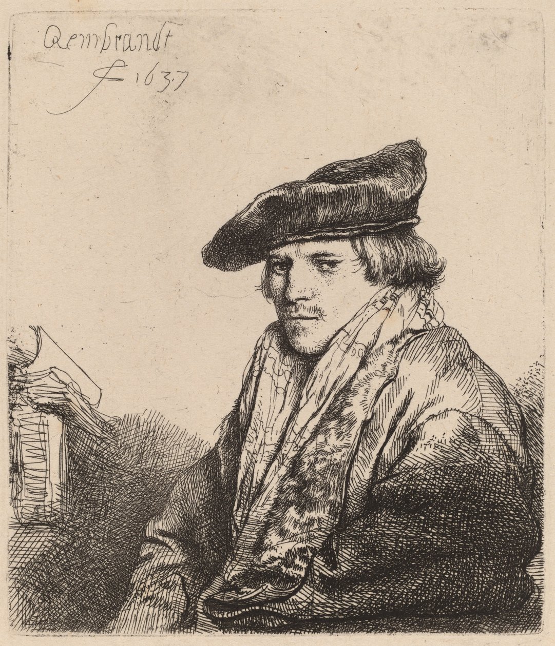 Ung mand i fløjlshue (Ferdinand Bol?) af Rembrandt van Rijn