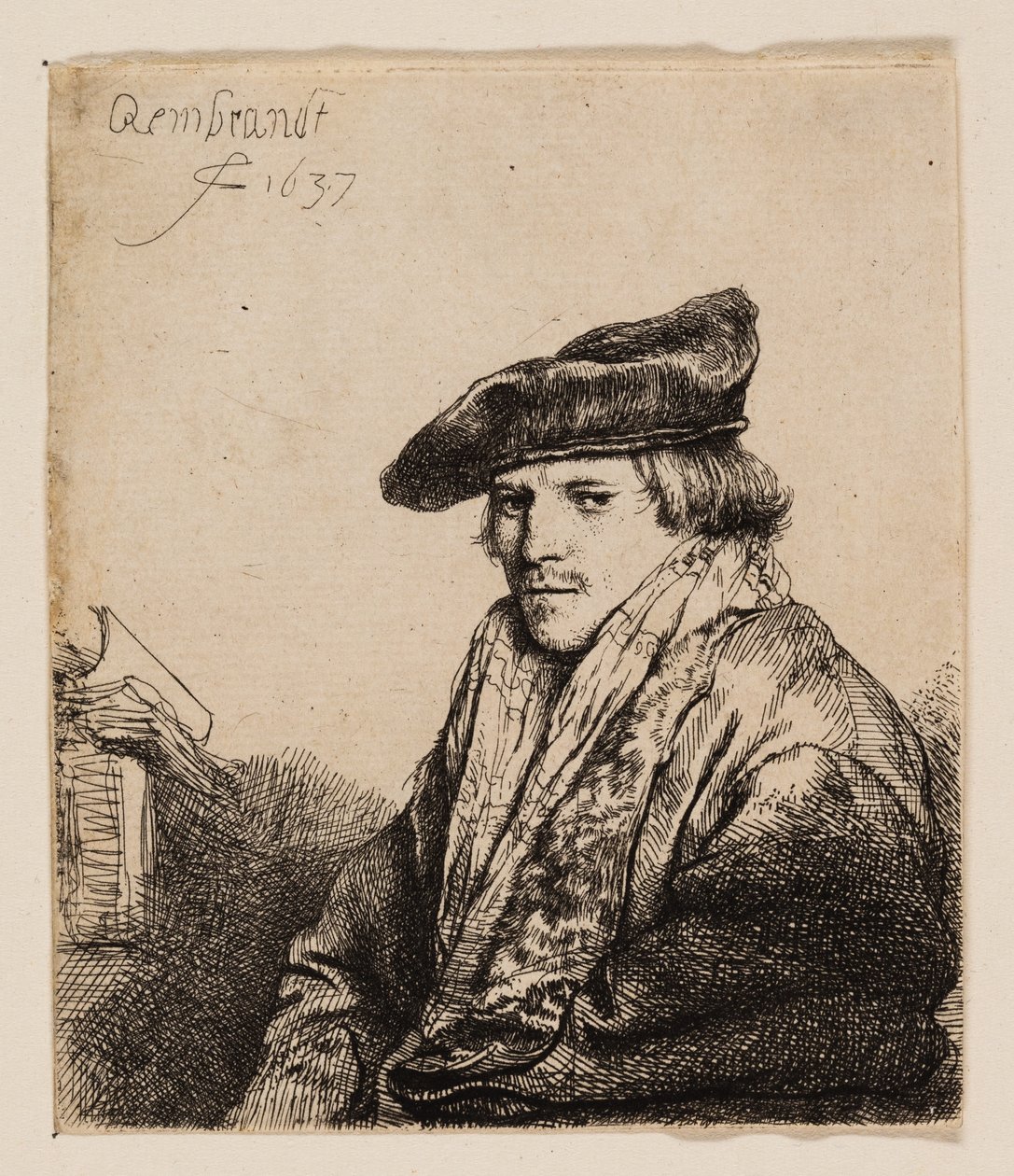 Ung mand i fløjlskasket (Petrus Sylvius?) af Rembrandt van Rijn