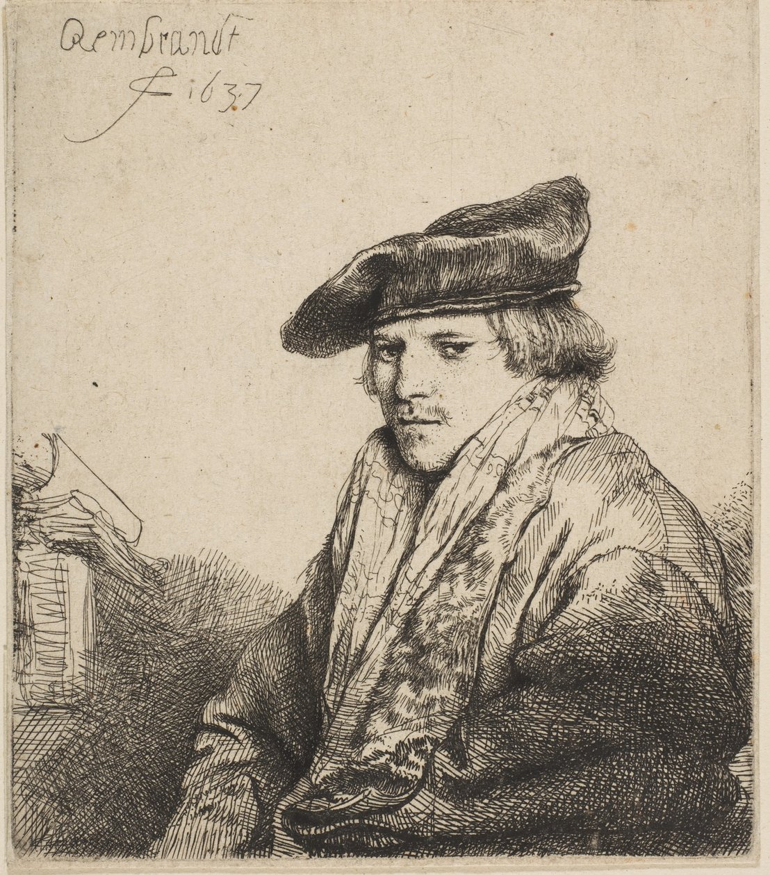 Ung mand i fløjlskasket Ferdinand Bol, 1637. af Rembrandt van Rijn