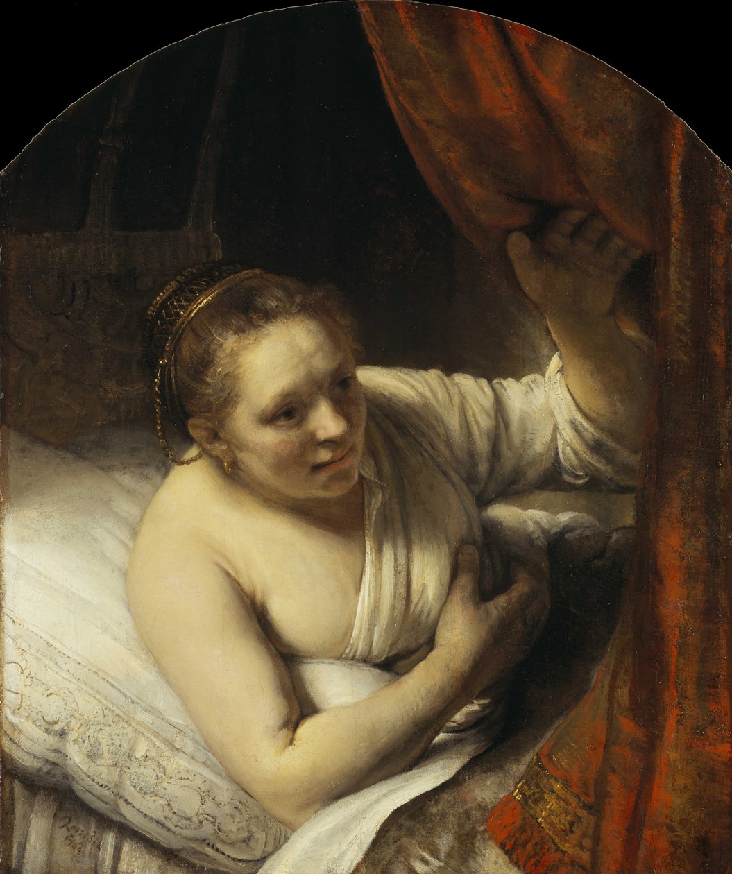 Ung kvinde i sengen, 1645-1647. af Rembrandt van Rijn