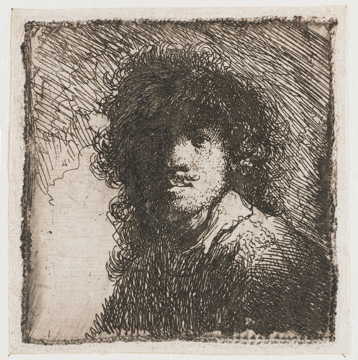 Selvportræt med bar hoved af Rembrandt van Rijn