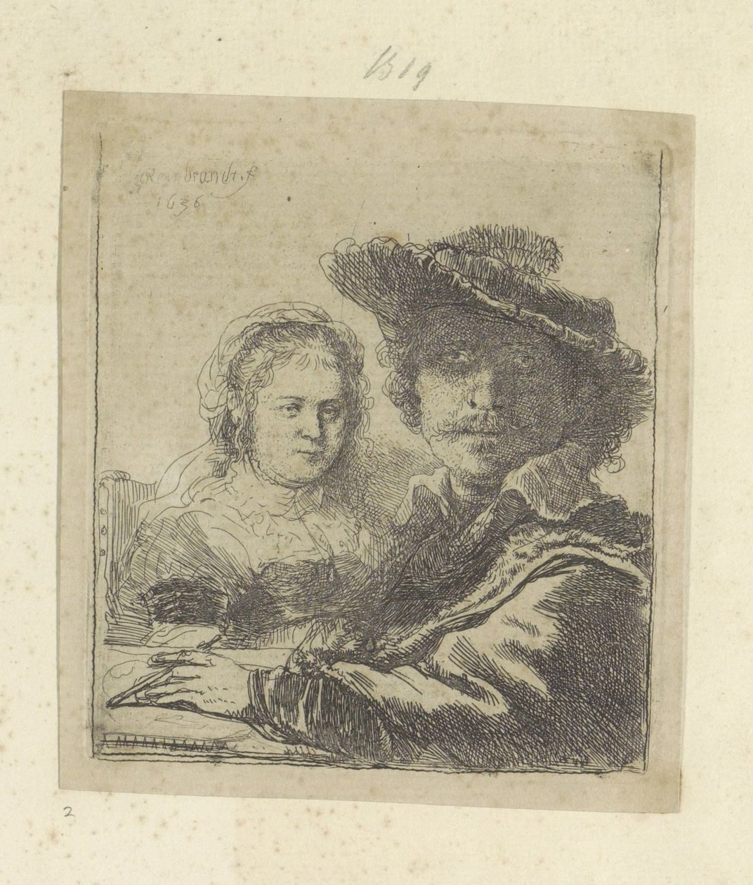 Zelfportret sætter Saskia Samling af 85 originale tryk (serietitel) af Rembrandt van Rijn
