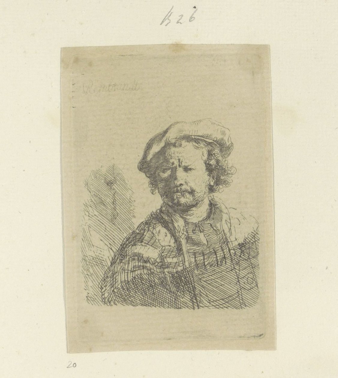 Selvportræt med baret og dekoreret kappe Recueil de quatre-vingt-cinq estampes originales (serietitel) af Rembrandt van Rijn