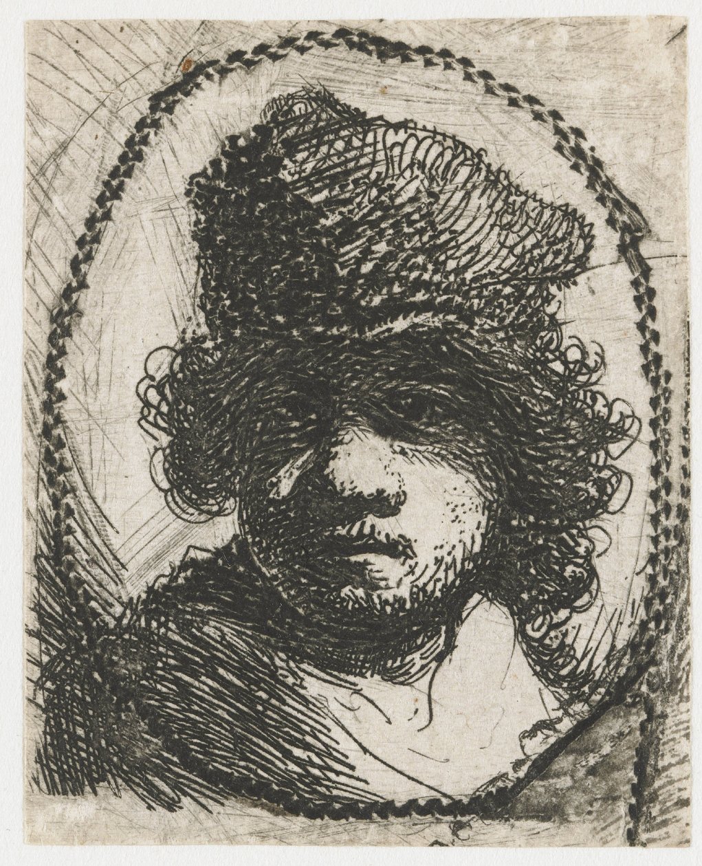 Selvportræt med pelshat af Rembrandt van Rijn