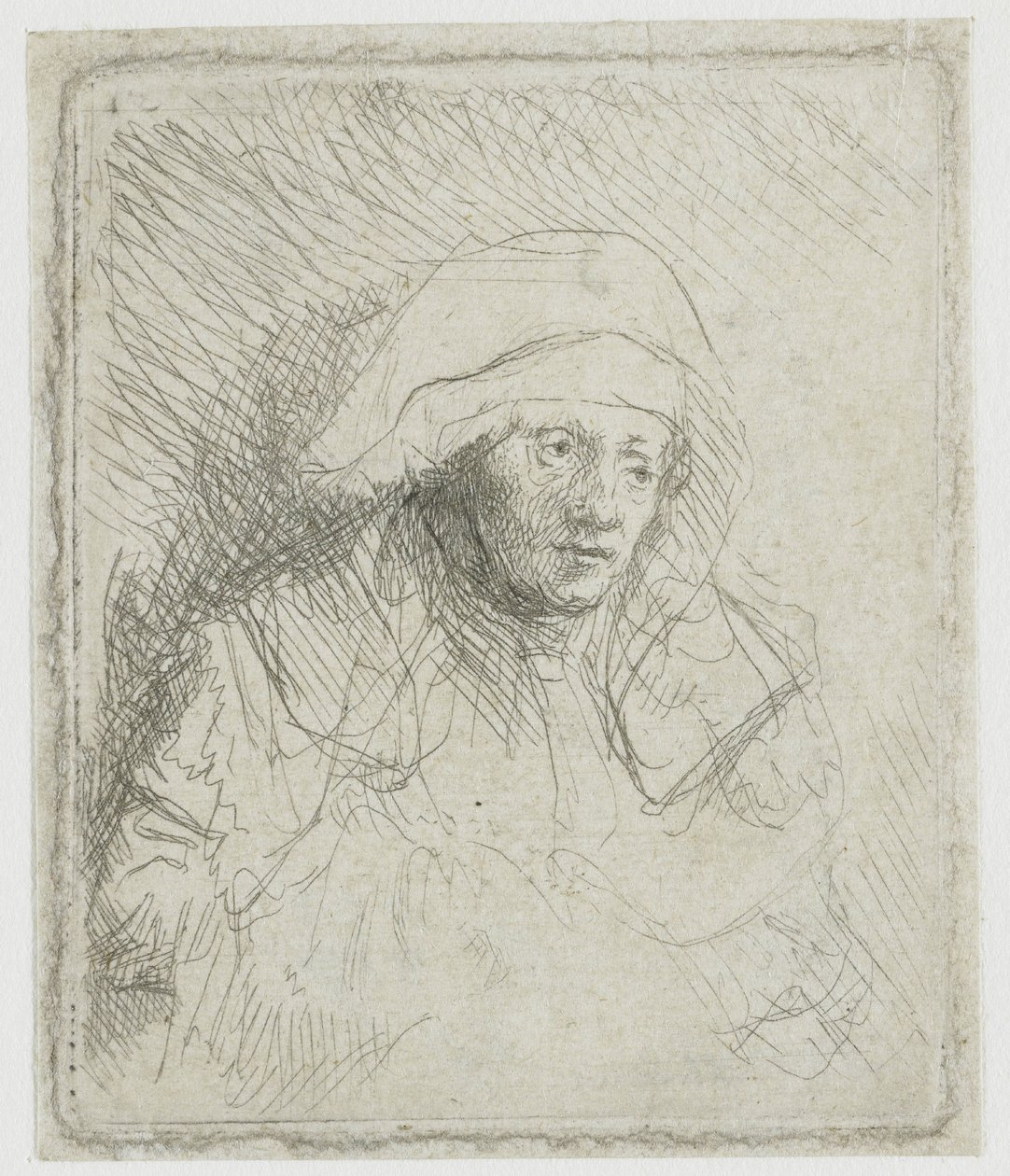 Syg kvinde med et hvidt tørklæde (Saskia) af Rembrandt van Rijn