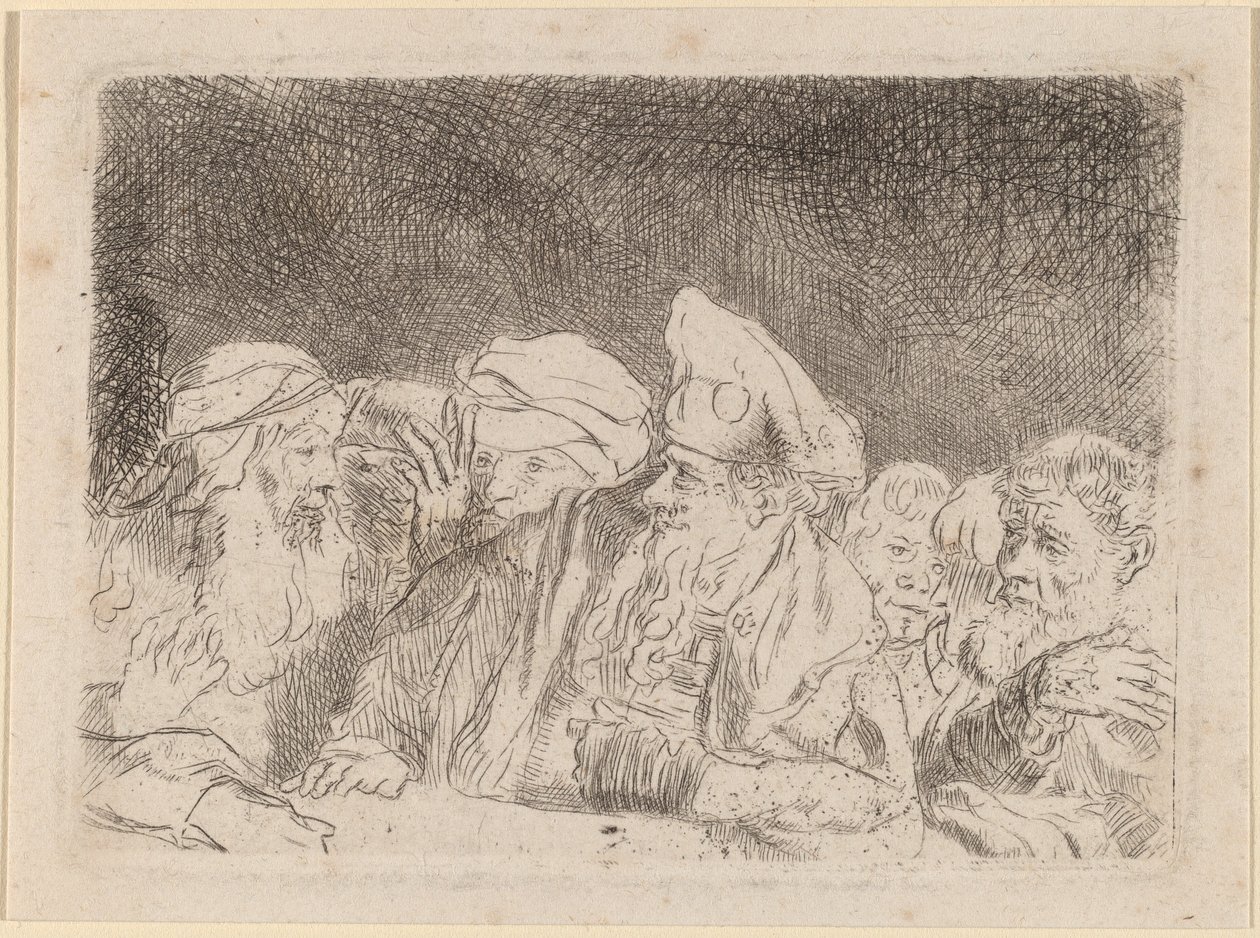 Farisæerne debatterer (fragment fra de hundrede gylden print) af Rembrandt van Rijn and William Baillie
