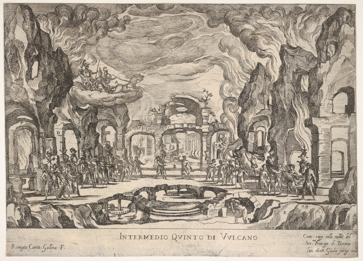 Fifth Interlude: Vulcan Intermedio quinto di Volcano, fra serien Seven Interludes..., 1608. af Remigio Cantagallina