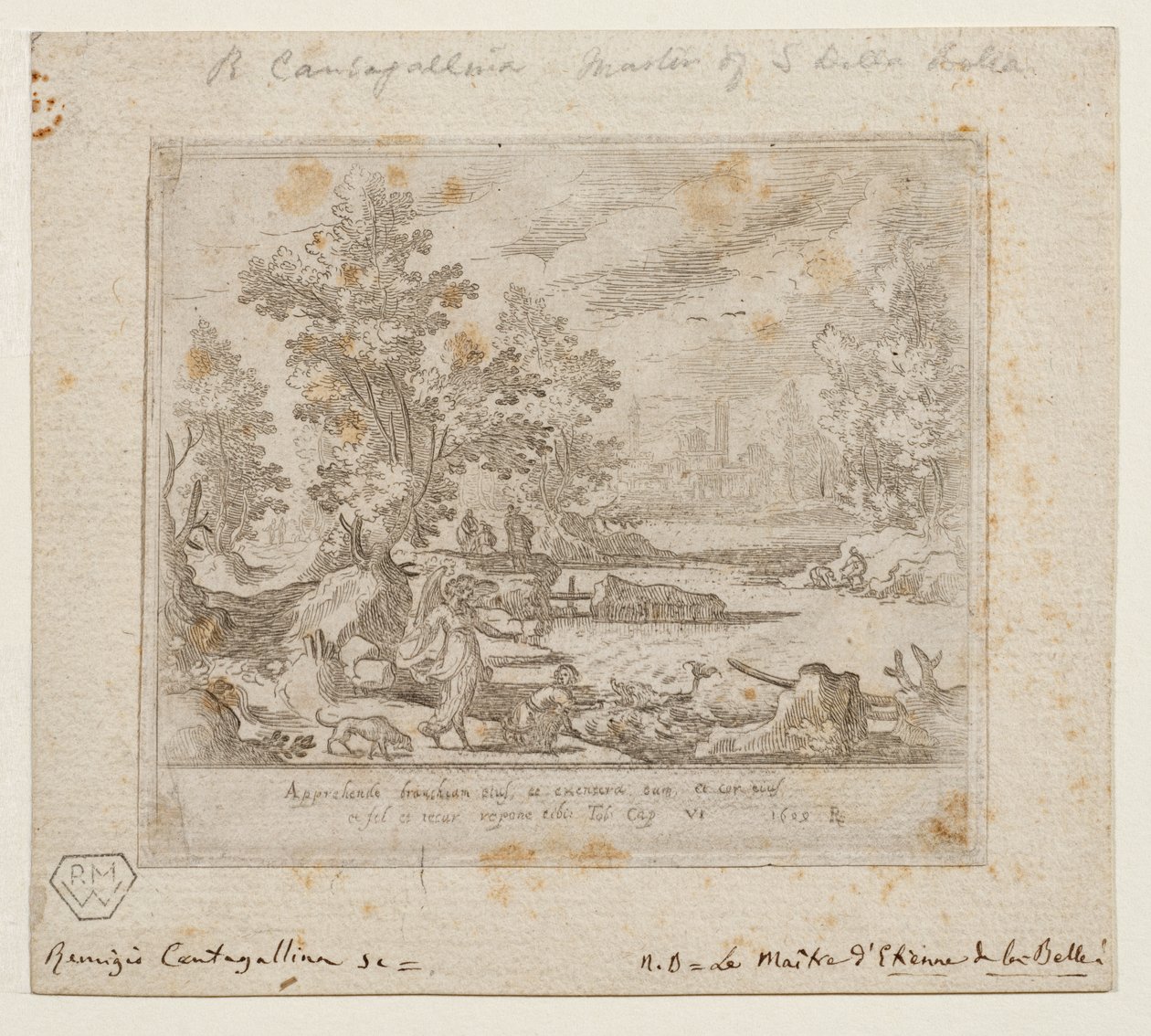 Landskab med Tobias og englen, ca. 1609 (radering) af Remigio Cantagallina
