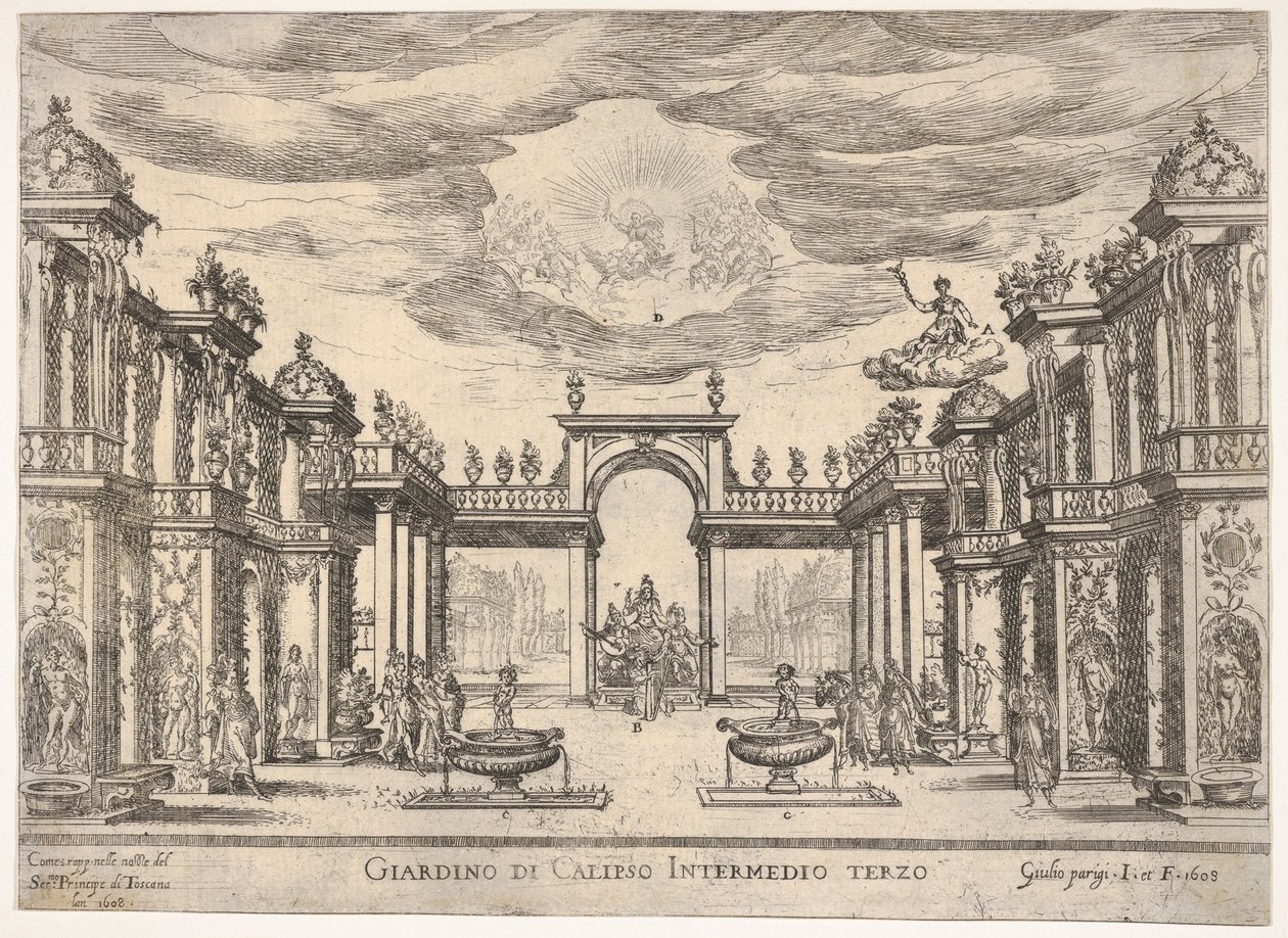 Sjette mellemspil: Calypsos have Mellem sjette: Calypsos have, fra serien ..., 1608. af Remigio Cantagallina