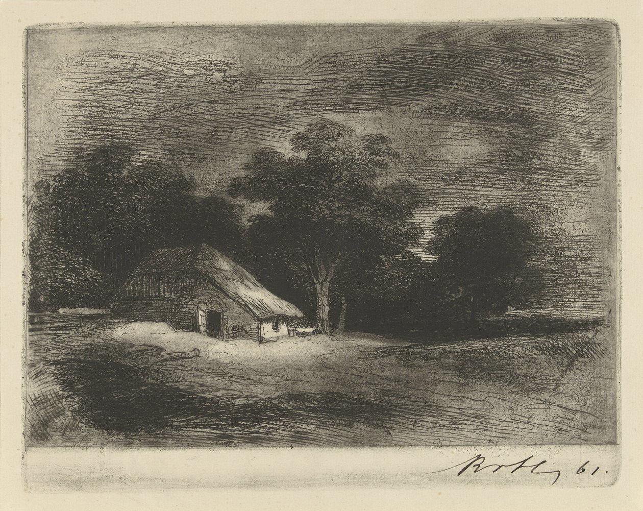 gård nær træer af Remigius Adrianus Haanen (signed by artist)