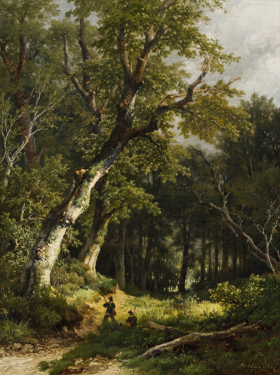 Skovlandskab med to jægere af Remigius Adrianus Haanen