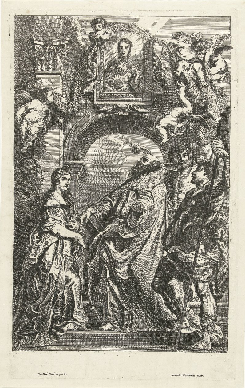 Hellige under et billede af Santa Maria i Vallicella af Remoldus Eynhoudts
