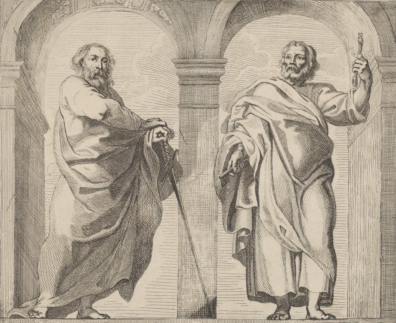 De hellige Peter og Paulus i en vestibule, ca. 1630-80., ca. 1630-80. af Remoldus Eynhoudts