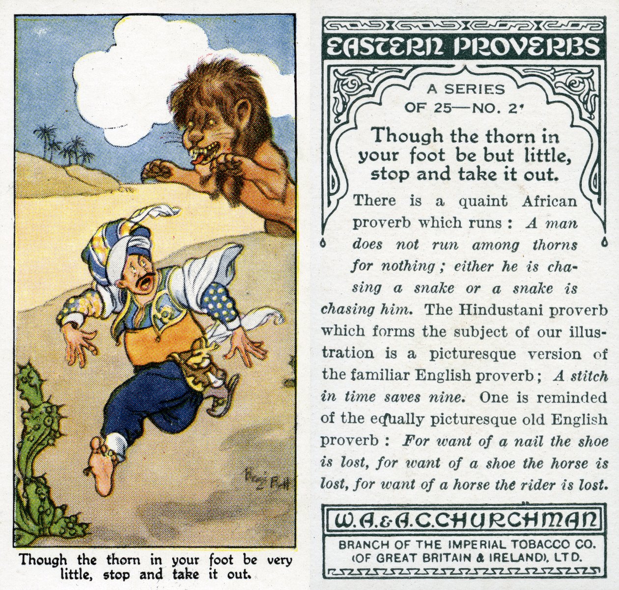 "Selvom tornen i din fod er meget lille, så stop og tag den ud", 1931 (se også 498222) af René Bull