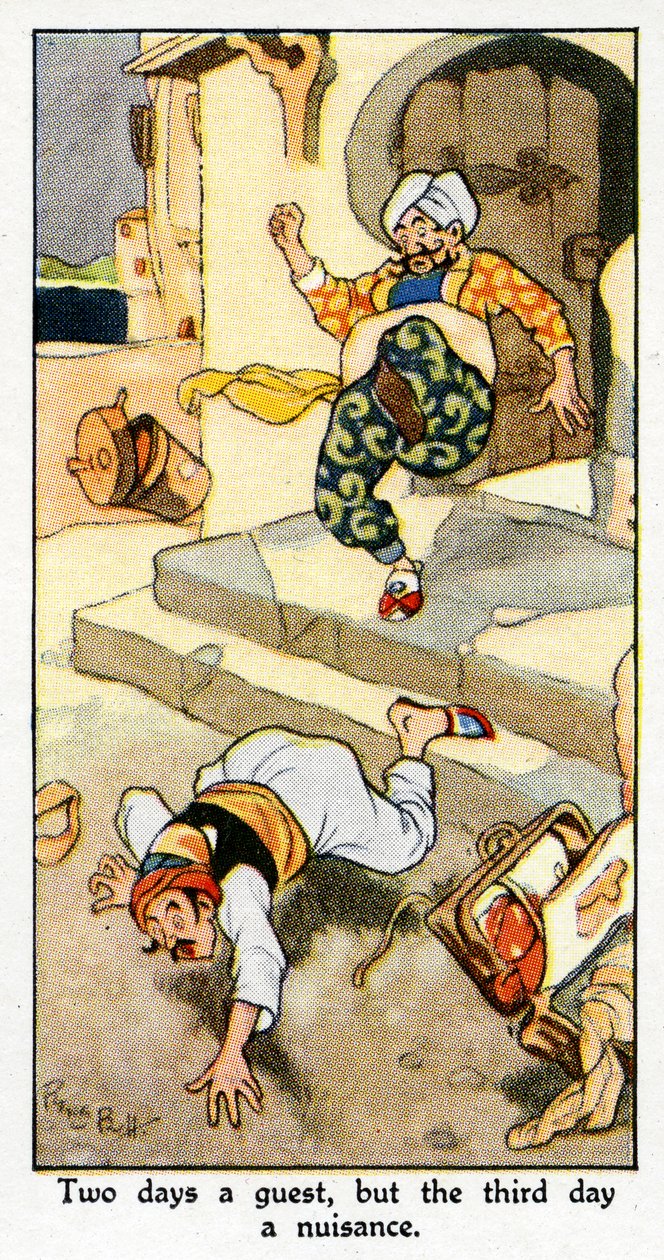 "To dage en gæst, men den tredje dag en plage", 1931 (se også 498199) af René Bull