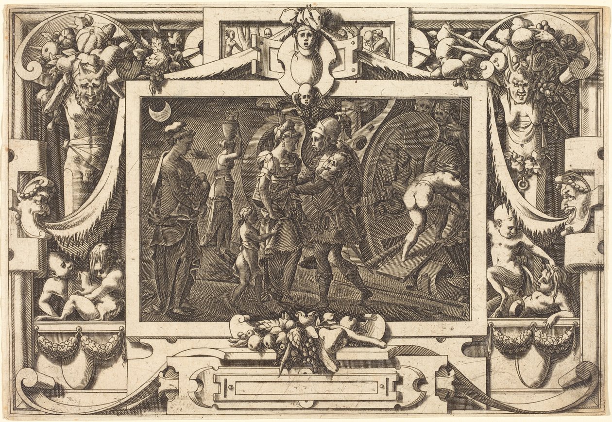 Medea går om bord med Jason af René Boyvin after Leonard Thiry
