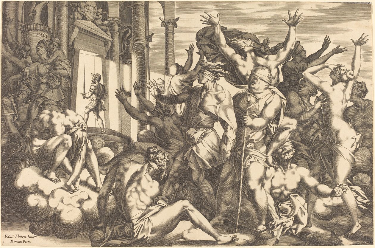 Erobringen af uvidenhed af René Boyvin after Rosso Fiorentino