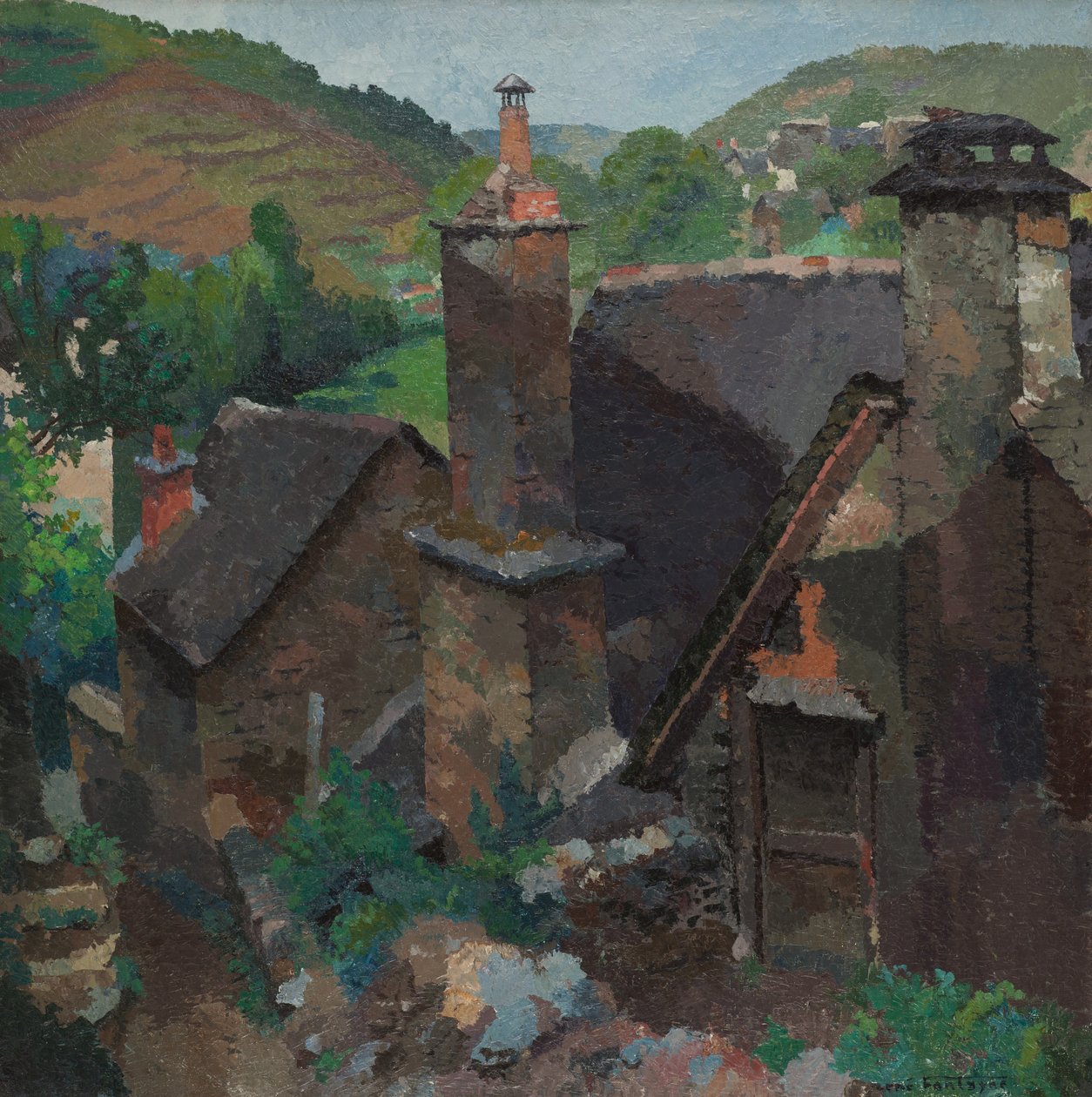 Gammel skorsten ved Estaing, Aveyron af René Fontayne