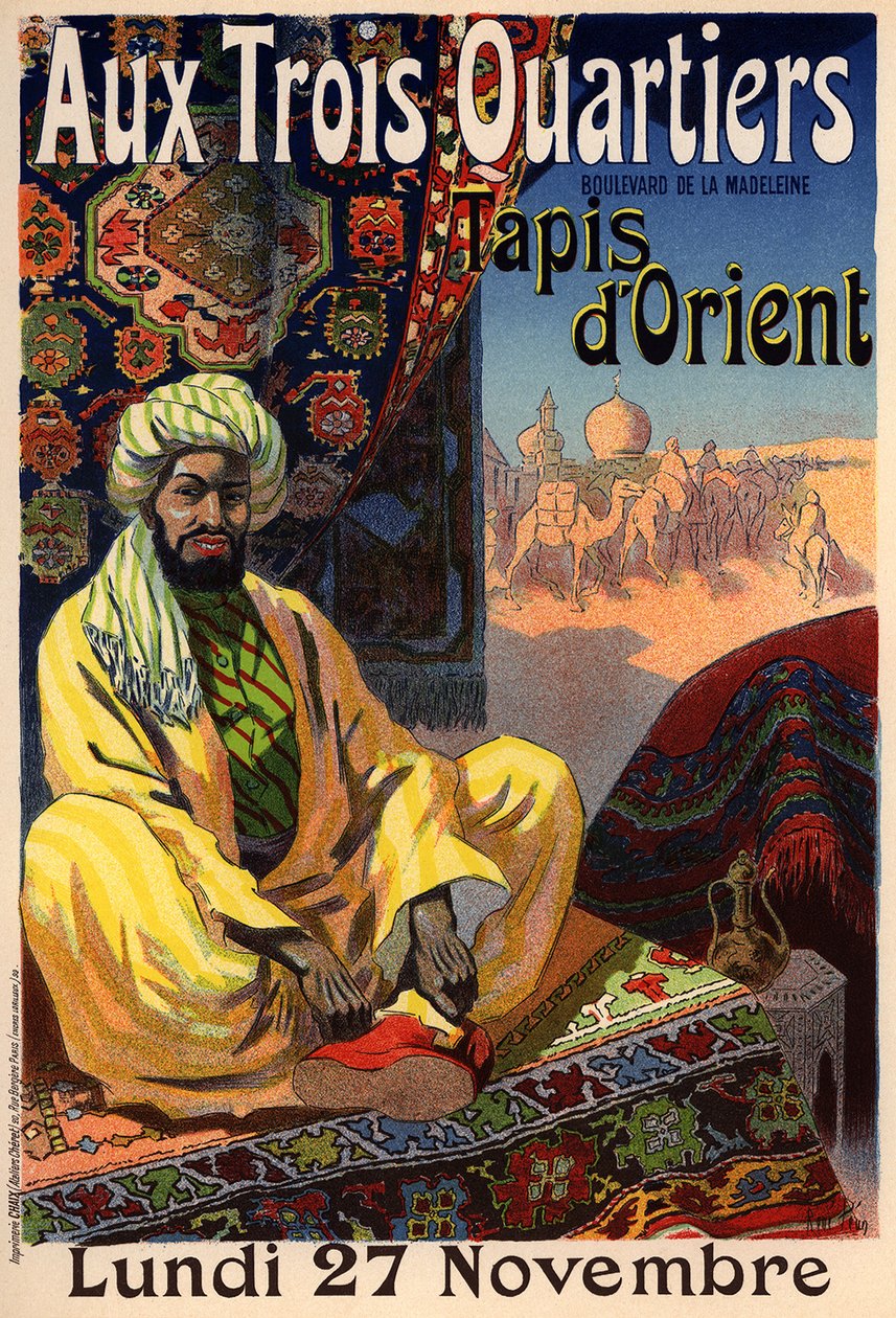Three Quarters - Orientalsk tæppeplakat, 1890