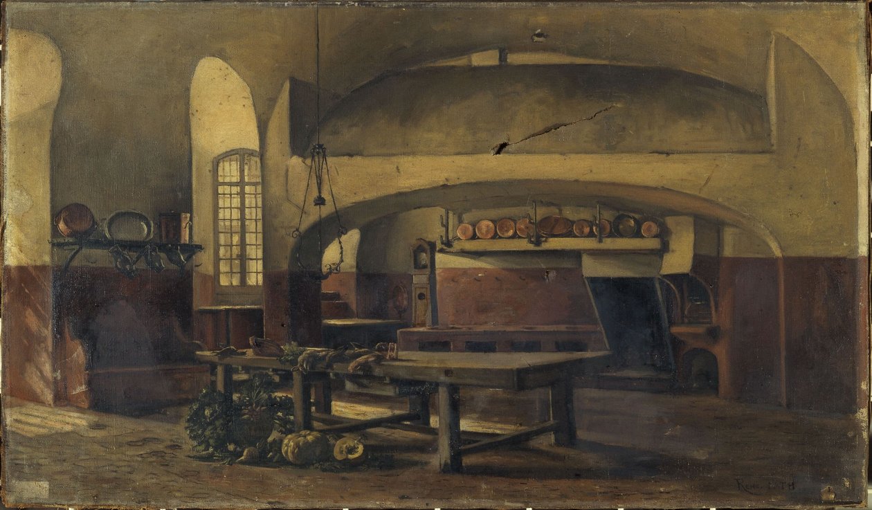 Køkkenerne på Château de Maisons-sur-Seine, ca. 1881 -1891 (olie) af René Maurice Fath