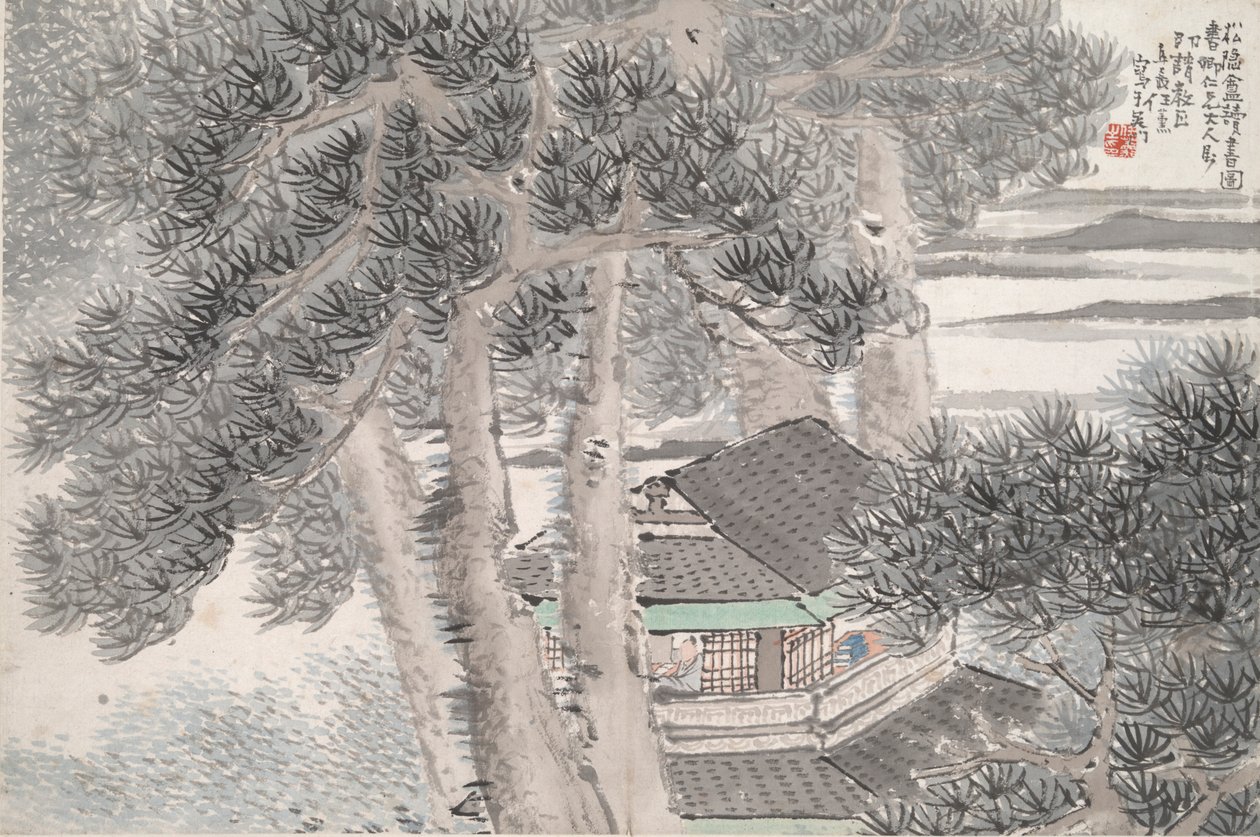 Læsning i Afsondret Pine Studio (Song yin an) af Ren Xun