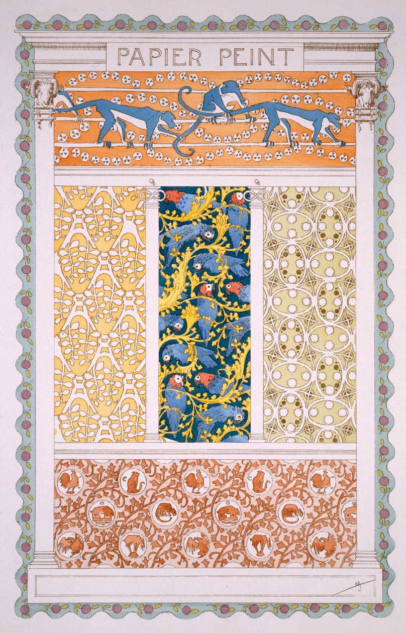 Design til tapeter og friser, fra Esquisses Decoratives af Rene Binet udgivet af Librairie Centrale des Beauz-Arts, Paris ca.1895 af Rene Binet