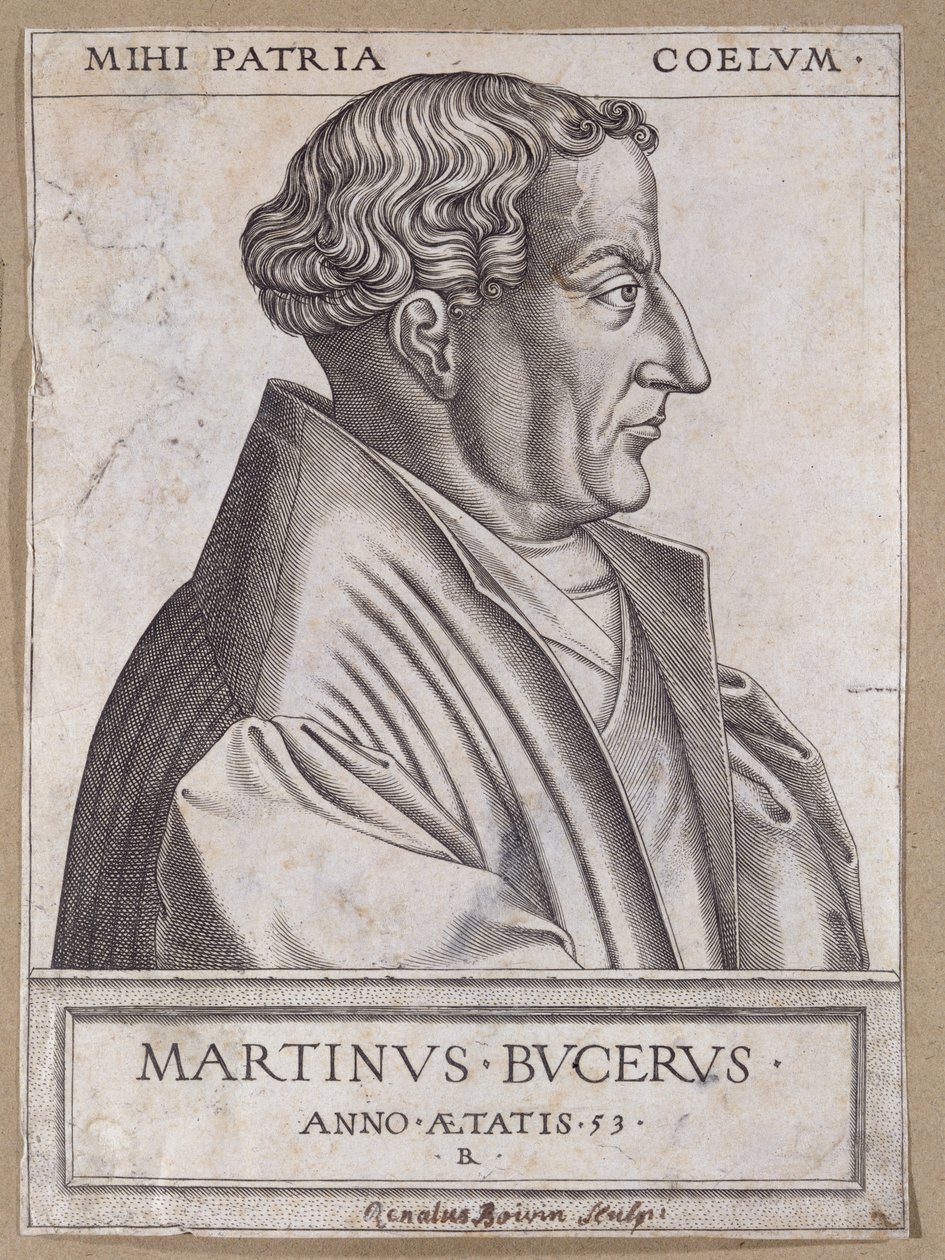Martin Bucer (1491-1551) i en alder af 53 af Rene Boyvin