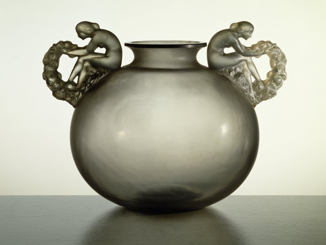 Bouchardon Vase, 1926 (røgglas) af Rene Jules Lalique