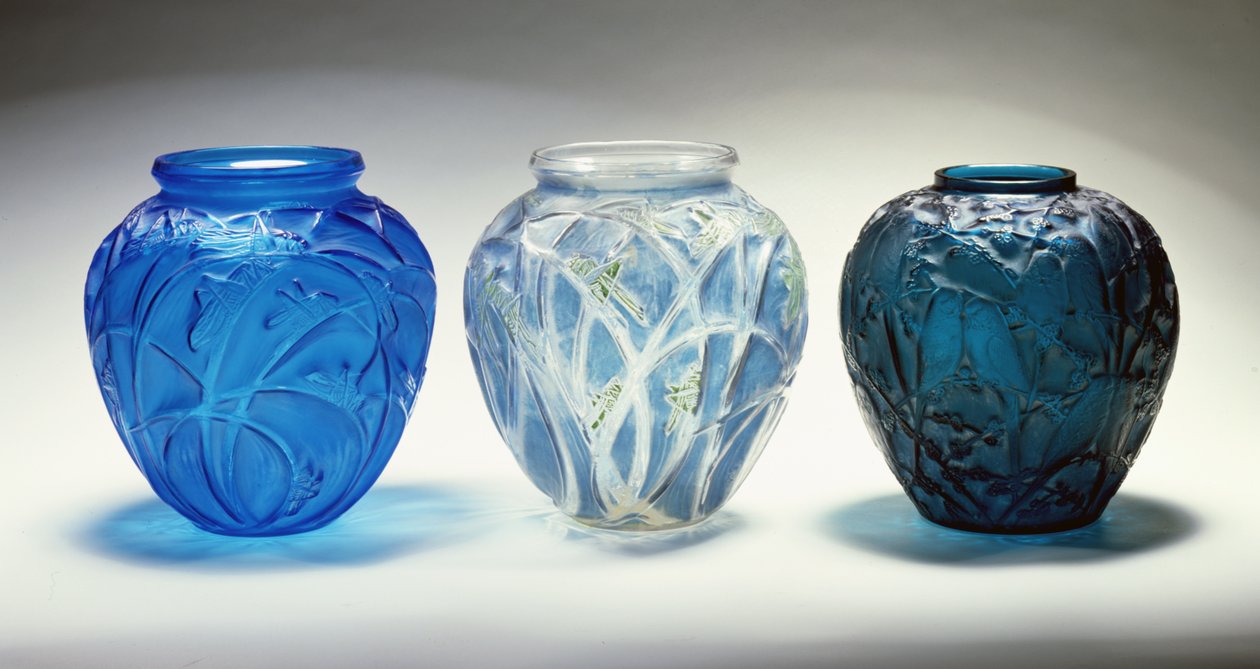 Tre vaser (glas) af Rene Jules Lalique
