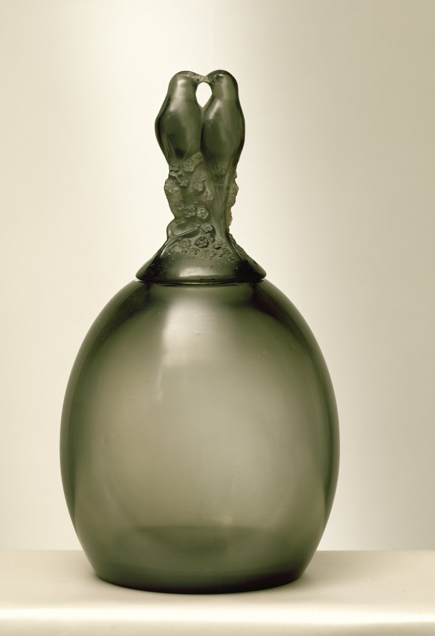 Turtle Doves Vase, 1925 (røggråt glas) af Rene Jules Lalique