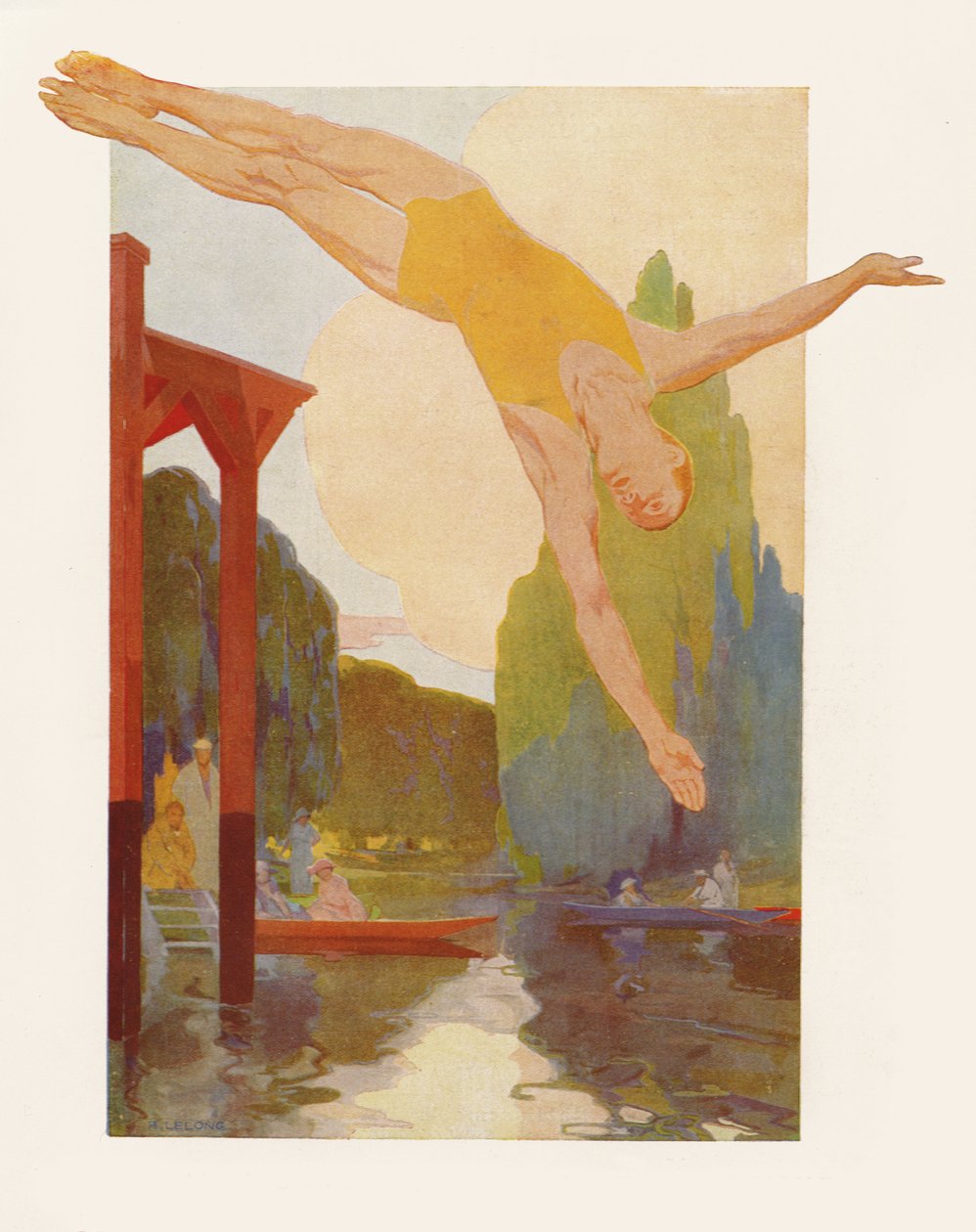 River Diver, 1920 (farvegravering) af Rene Lelong