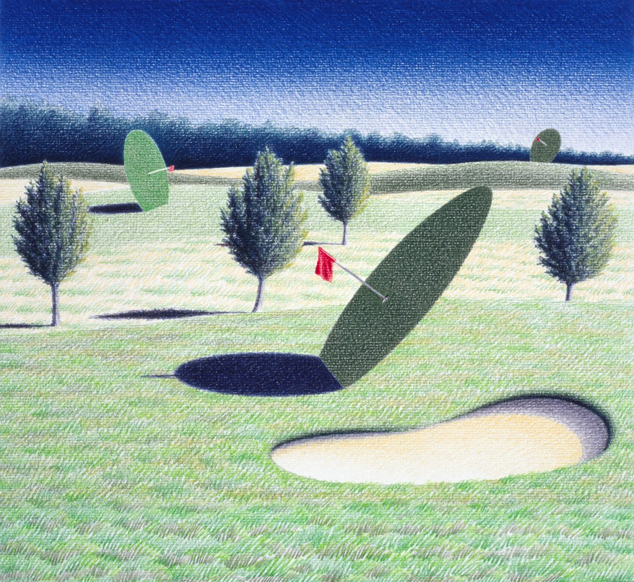 Skiver, 2002, farveblyantstegning på papir af Rene Boin