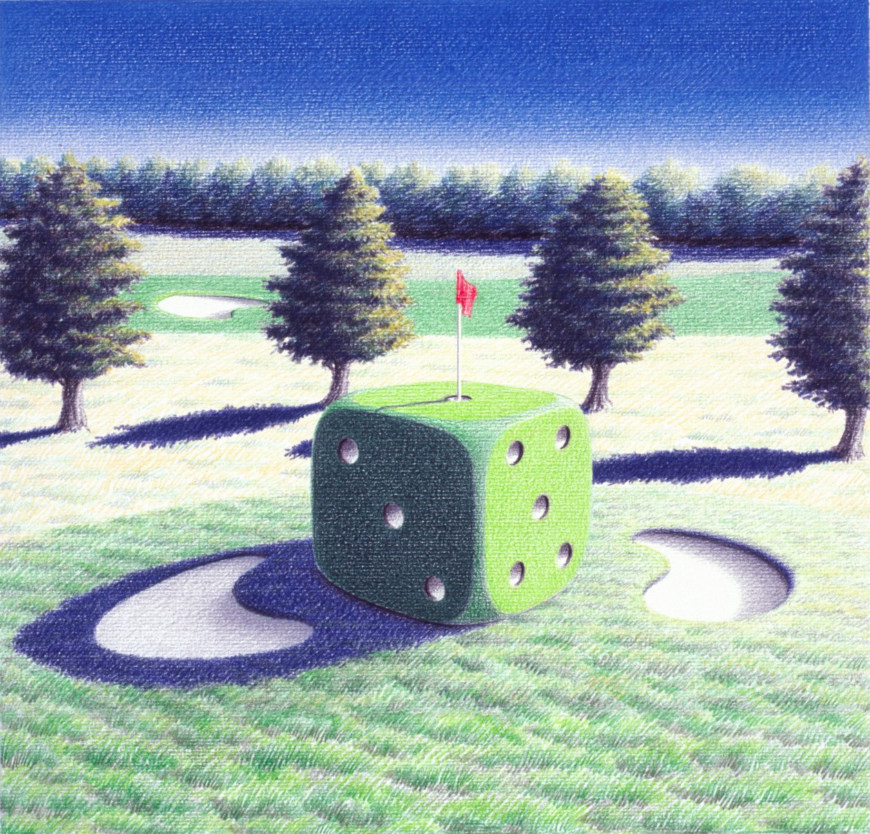 Gamble, 2002, farveblyantstegning på papir af Rene Boin