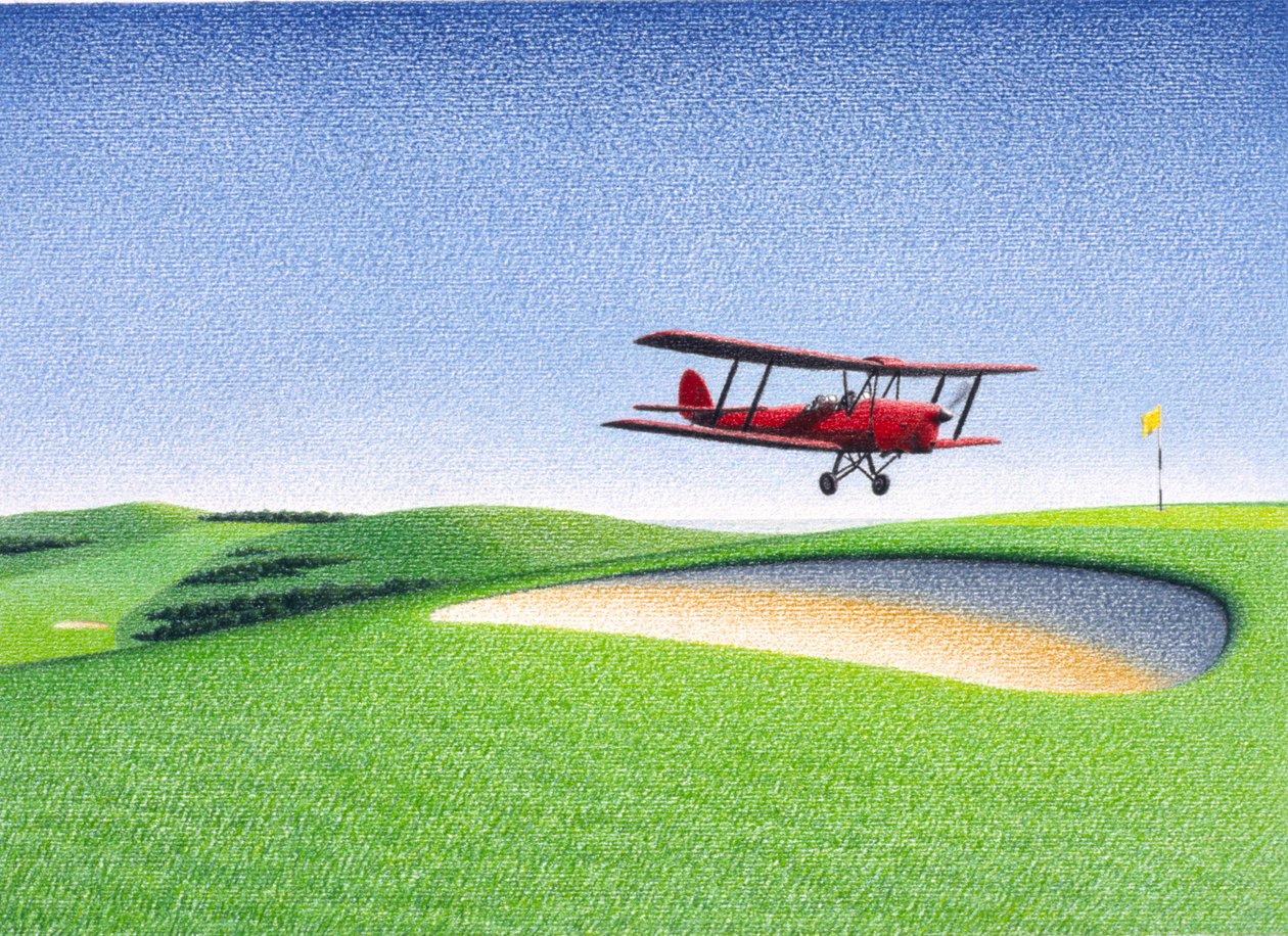 Runway, 2000, farveblyantstegning på papir af Rene Boin