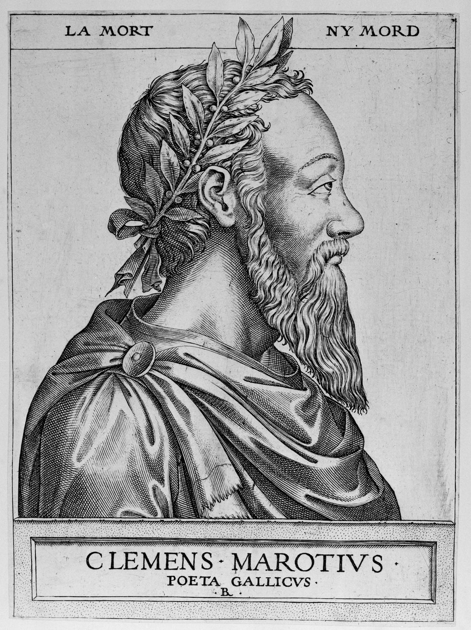 Portræt af Clement des Marets kaldet Marot (1496-1544), fransk digter - Clement Marotius poeta gallicus gravering af Rene Boyvin 1576 - af Rene Boyvin