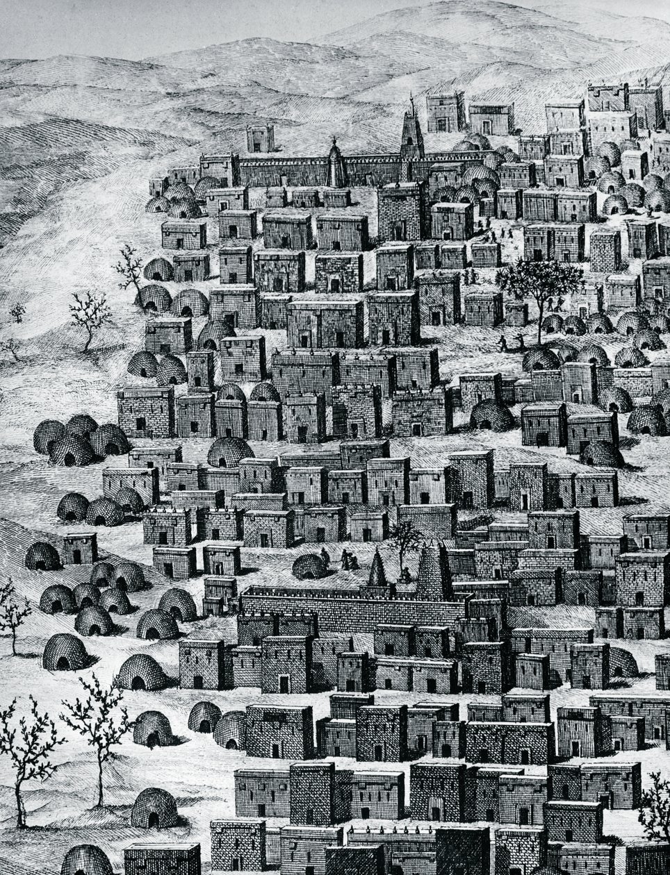 Udsigt over byen Timbuktu, Mali, gravering fra rejser gennem Centralafrika til Timbuctoo, af Rene Caillie (1799-1838) mellem 1824 og 1828, Afrika af Rene Caillie