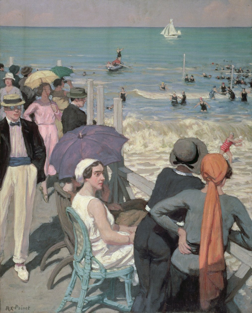 Badetid i Cabourg (olie på lærred) af René François Xavier Prinet