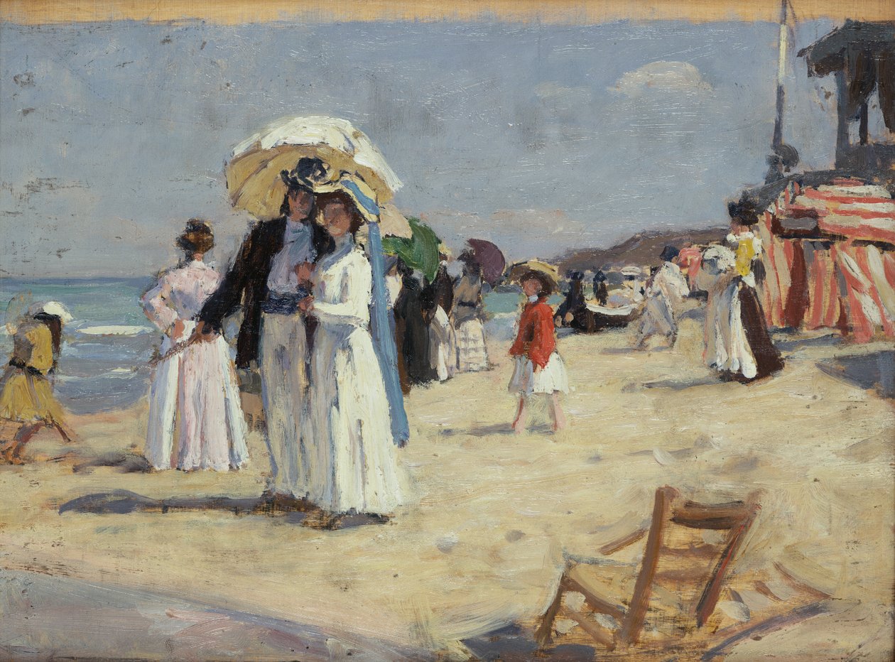 Par på stranden i Cabourg (olie på lærred) af René François Xavier Prinet