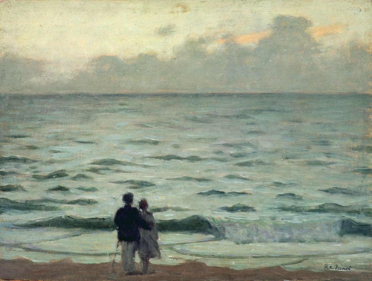 Vindstød, solnedgang ved Cabourg, ca. 1937 (olie på panel) af René François Xavier Prinet
