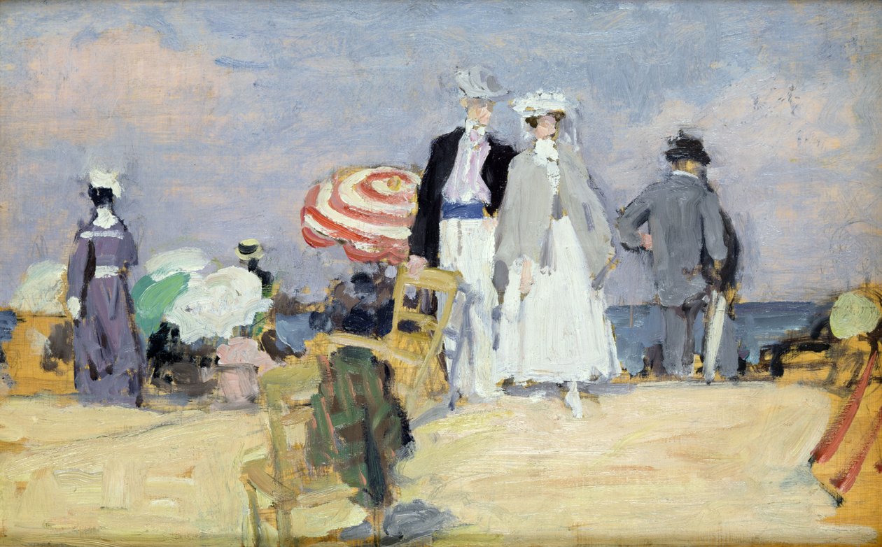 The Beach at High Tide (olie på lærred) af René François Xavier Prinet