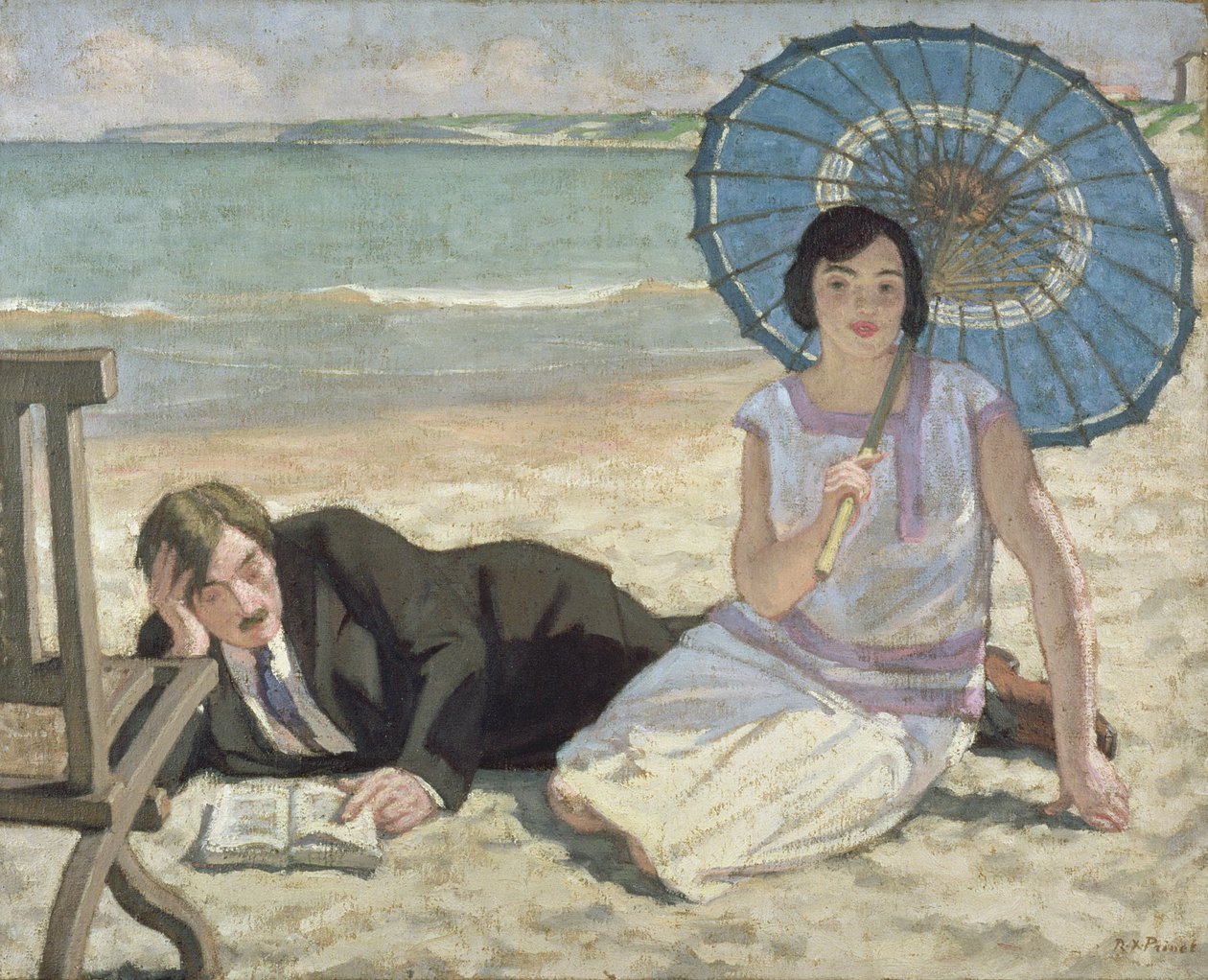 Kvinde med en parasol, ca. 1925 (olie på lærred) af René François Xavier Prinet