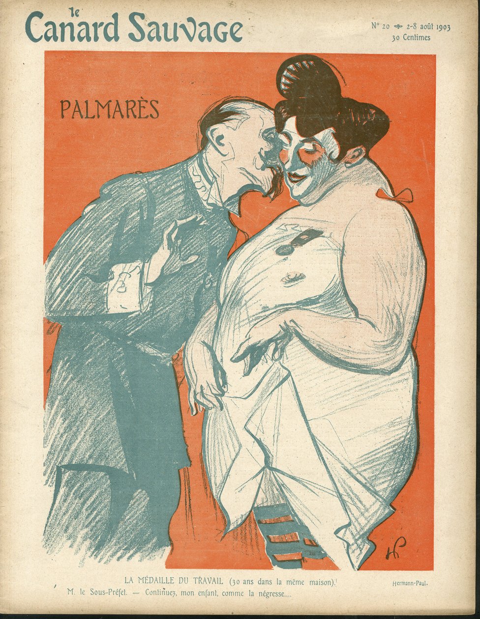 Illustration af Hermann-Paul (1864-1940) til The Wild Duck Cover, nr. 20 af Rene George Hermann Paul