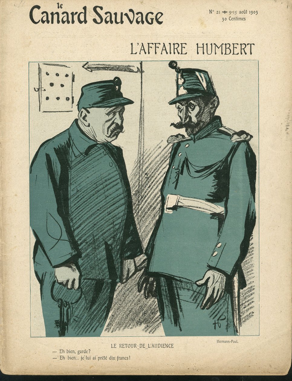 Illustration af Hermann-Paul (1864-1940) til forsiden af Le Canard Sauvage, nr. 21 af Rene George Hermann Paul